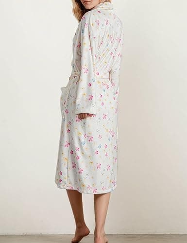 TIKITIDES Cute Fruit Robe for Women Soft Lightweight Fall Winter Bathrobe | Cute fruit berry print,Calf length,100% soft plush fuzzy flannel,Shawl collar,Bath robe with self-tie belt,2 front pockets, thumbnail 6