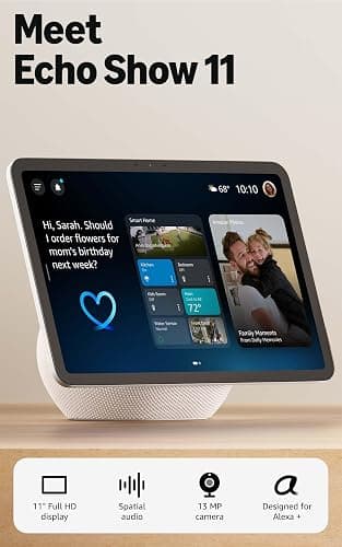 Amazon Echo Show 11 (newest model), Vibrant Full-HD 11" display with more viewing area and spatial audio, Designed for Alexa+, Glacier White thumbnail 7