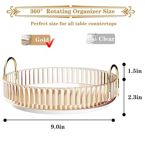 Makeup Organizer for Vanity 360 Rotating, Large Capacity Cosmetic Organisers for Lipsticks, Jewelry, Nail Care, Skincare, Perfume, Ideal Desk Organizer for Dresser, Bathroom and Kitchen(Gold, 1 Tier) thumbnail 2