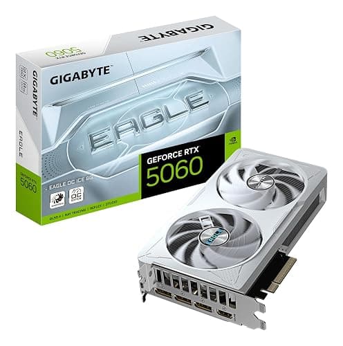 Gigabyte GeForce RTX 5060 EAGLE OC ICE 8G Graphics Card - 8GB GDDR7, 128bit, PCI-E 5.0, 2550 MHz Core Clock, 3 x DisplayPort, 1 x HDMI, GV-N5060EAGLEOC ICE-8GD - Image 1