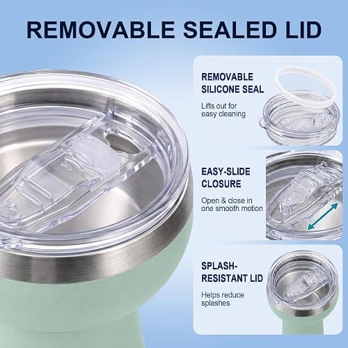 Daximo 11 oz Vacuum Insulated Margarita Tumbler - Stainless Steel Margarita Cup with Lid & Straw - Shatterproof Cocktail Tumbler for Ice-Cold Sips by the Pool Patio & Beach - Pale Green thumbnail 5