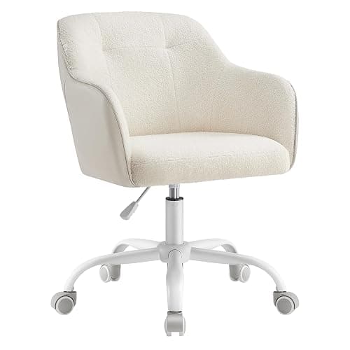 SONGMICS Homeoffice Stuhl, Drehstuhl, Schreibtischstuhl, höhenverstellbar, bis 110 kg belastbar, atmungsaktiver Sherpa-Stoff und PU, für Arbeitszimmer, Schlafzimmer, cappuccinobeige OBG019W01 - Image 1