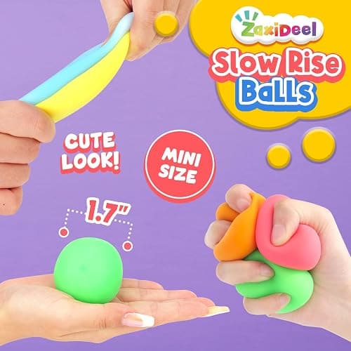 Mini Slow Rising Stress Balls 24 Pack, Stretchy Squishy Ball for Anxiety Relief, Fidget Toys Classroom Supplies for Student Teacher, Travel Sensory Toys for Kids Adults thumbnail 2