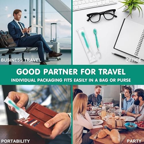 COCOBURI 5 in 1 Disposable mini Toothbrushes on The go Toothbrush Portable Travel Toothbrush（Toothpaste + Tongue Scraper + Floss + Picks Individually Wrapped Prepasted Oral Care Mint 24 Packs thumbnail 8