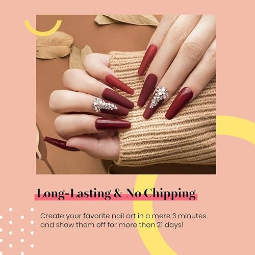 Beetles Burgundy Red Gel Polish – Blanchett Maroon Winter Gel Nail Polish, 15ml Dark Plum Red Color UV Lamp Soak Off Manicure DIY at Home Nails Gifts for Women thumbnail 5