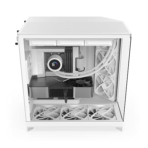 NZXT H9 Flow (2025) – Large Dual-Chamber ATX Mid-Tower Airflow PC Case – Includes 3 x 140mm & 1 x 120mm Fans – 420mm Radiator Support – Tempered Glass – Back-Connect Ready – White thumbnail 11