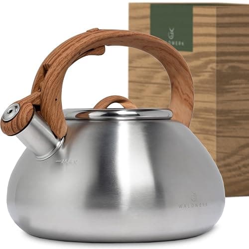 WALDWERK Tea Kettle Stovetop (2.4 Quart) - Teapot for Stovetop - also for Induction and Gas Stoves - Stainless Steel Tea Kettle - Whistling Tea Kettle for Stove Top - Image 1