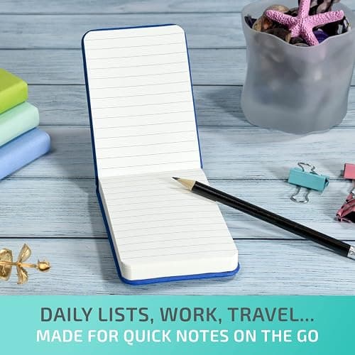 NeatVilla Tiny Notebook 3x4 Small Notepad Pocket Size, A7 Leather Hardcover Mini Notebook, Tear Off Sheet Tiny Notepad with Elastic Band, 4 Pack Mini Pocket Notebook for Nurse Reporter (Black) thumbnail 3