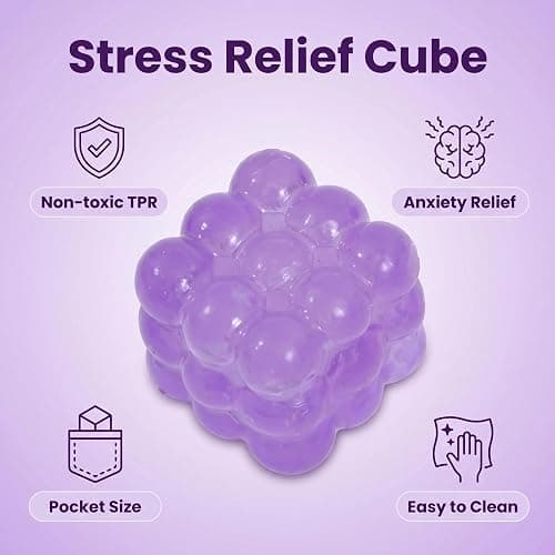 1PCS Soft TPR Squeeze Cube 4.5cm/1.77in Cube Stress Balls Squishy Fidget Toy for Stress Anxiety Relief Focus Sensory Toy for Adults Teen Autism ADHD Non-Toxic Calming Toy (Purple) thumbnail 5