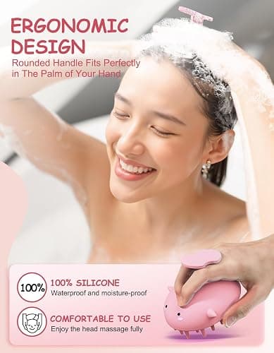 Scalp Massager Hair Growth Shampoo Brush, Silicone Scalp Scrubber Shower Scalp Brush for Hair, Head Massager Scalp Exfoliator for Dandruff Removal, Wet Dry Scalp Massage Tool for Hair Care, Pink thumbnail 5