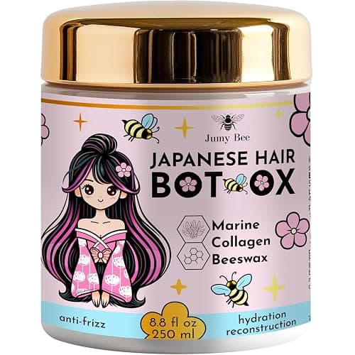 Jumybee Japanese BTX Hair Mask for Damaged Hair B-TOX – Collagen & Keratin Treatment with Beeswax & Seaweed, Anti-Frizz, Protein Repair, Formaldehyde-Free, 8.8 oz - Image 1