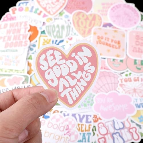 100PCS Cute Preppy Stickers Pink Motivational Vinyl Waterproof Stickers for Laptop Bumper Water Bottles Computer Phone Hard Hat Car Inspirational Decals for Adults Women Kids Teen Girls thumbnail 3