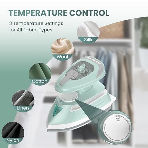 PIOMATIC Mini Travel Steam Iron for Clothes with Dual Voltage, Temperature Control, Non-Stick Soleplate and Cord Storage, Ideal for Sewing, Quilting and Handcraft thumbnail 4