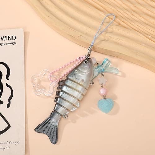GAXAYA Fish Keychains Funny Fishing Keychains for Fisherman Cute Y2K Phone Charms Bag Charms Purse Accessories thumbnail 4
