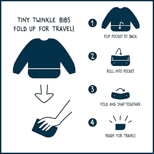 Tiny Twinkle Long Sleeve Bib for Babies & Toddlers | 2-Pack Waterproof Smock Bib for Eating | Machine Washable & Mess-Proof Feeding Essentials | Newborn Shower Gift (Slate Olive,6–24M) thumbnail 8