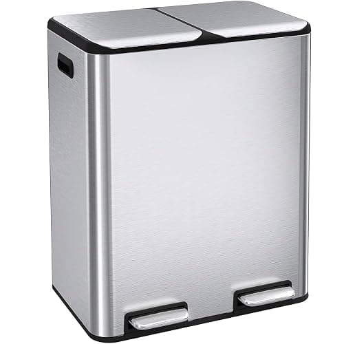 ComfyCorner 16 Gal (2 x 30 L) Dual Trash Can with Odor Control Box | Stainless Steel Kitchen Garbage Bin, Recycle Dustbin with Soft-Close Lid,Inner Buckets,Side Handle,Step Pedal,for Home Office - Image 1