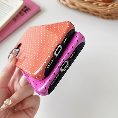 Sayoaho Compatible with iPhone 16 Case, Fashion Cute Polka Dot Pattern Aesthetic Design for Women, Soft TPU and Hard Back Shockproof Phone Case for iPhone 16 6.1 inch, Hot Pink thumbnail 8