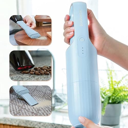 STARUMENT Portable Hand Vacuum Cleaner Handheld Cordless Cleaner for Dust, Pet Hair Dirt Home, Car Interior Lightweight, Easy to Use, Compact Design Battery Rechargeable with USB-C Cable (Blue) thumbnail 3