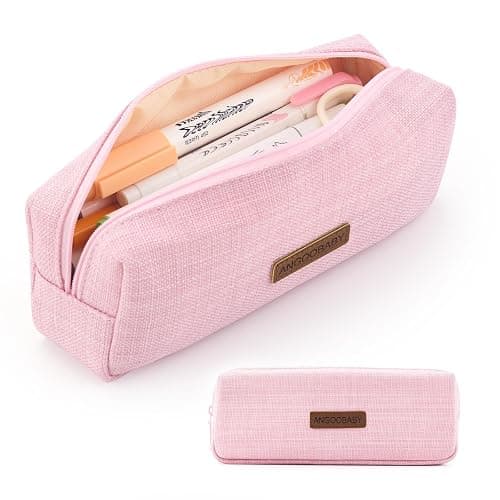 ANGOOBABY Small Pencil Case Student Pencil Pouch Coin Pouch Cosmetic Bag Office Stationery Organizer for Teen School-Pink - Image 1