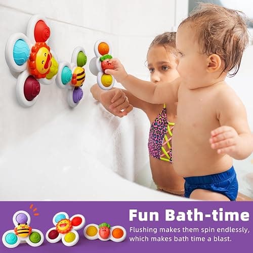 LiKee Strong Suction Cup Fidget Rotating Sensory Bath Toys for Baby Christmas Stocking Stuffers, Airplane Car Travel Table & Window Toys for Toddler Boys and Girls, 10+ Months thumbnail 5