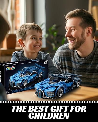 Nueris 1:18 Technic Super Sports Cars Model Sets - 423 PCS Blue MOC Building Block Car Raceing Engineering Toys - Gift Idea for Adults Boys Girls for Play and Display Collection thumbnail 5