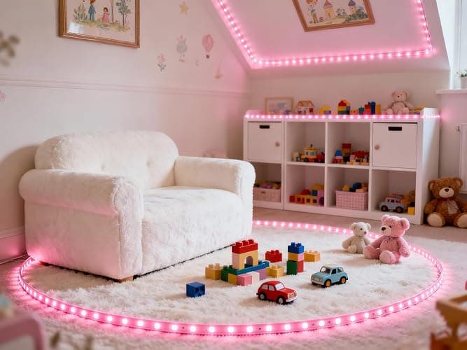 Pink Led Lights Strip Valentines Galentines Day Decor Rope Lights Easy DIY Princess Bedroom Cuttable Strip Lights for Baby Room Bathroom Living Room Kitchen Ceiling Wall Vanity Mirror Decoration thumbnail 9