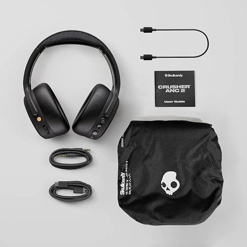 Skullcandy Crusher ANC 2 Wireless Over-Ear Bluetooth Headphones with Extra USB-C Charging Cable, Multi-Sensory Bass, Active Noise Cancelling, 60 Hours Battery, Microphone iPhone Android - True Black thumbnail 8