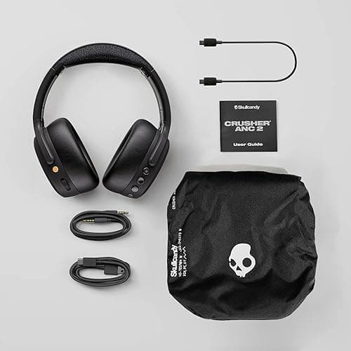 Skullcandy Crusher ANC 2 Wireless Over-Ear Bluetooth Headphones with Extra USB-C Charging Cable, Multi-Sensory Bass, Active Noise Cancelling, 60 Hours Battery, Microphone iPhone Android - True Black thumbnail 9
