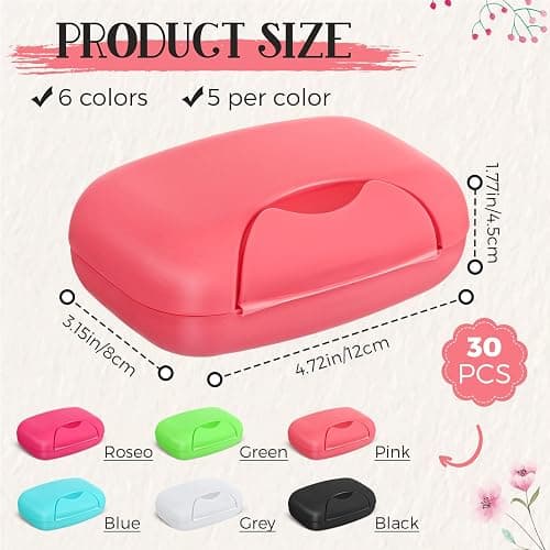 Nuogo 30 Pcs Soap Box Holder Bulk Portable Travel Soap Dish Case Plastic Leakproof Container for Home Bathroom Outdoor Camping Hiking Vacation Gym Shower thumbnail 2