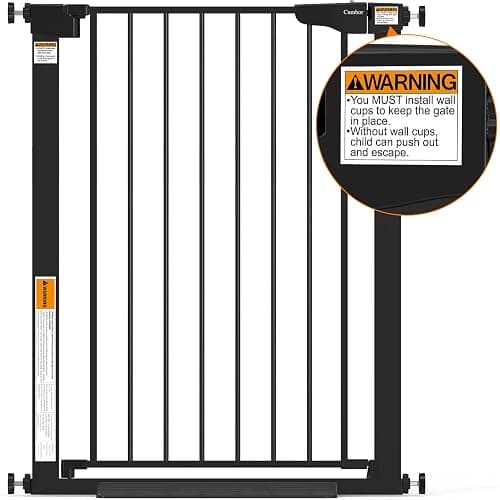 Cumbor 36" Extra Tall Baby Gate for Dogs and Kids with Wide 2-Way Door, 29.7"- 46" Width, and Auto Close Personal Safety for Babies and Pets, Fits Doorways, Stairs, and Entryways, Black thumbnail 8
