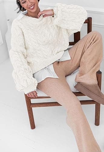 PRETTYGARDEN Womens Sweaters Fall 2025 Cable Knit Long Sleeve Crewneck Oversized Sweater Chunky Pullover Loose Outfits thumbnail 5