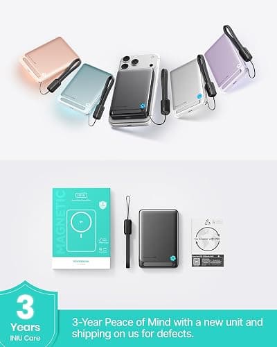INIU for MagSafe Slimmest Portable Charger, Original Qi2 Certified Wireless Fast Charging, 10000mAh 45W Power Bank with USB C Cable, Flight-Safe Battery Pack for iPhone 17-12 Series, Black thumbnail 8