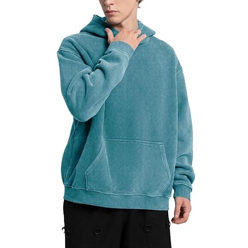 Dnzzs Men's Oversized Acid Wash Hoodies Heavyweight Cotton Fleece Sweatshirt Loose Fit Fall Winter Casual Streetwear Pullover thumbnail 3