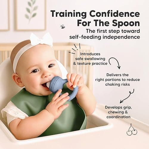 KeaBabies Baby Fruit Feeder 2pk - Silicone Baby Food Feeder for Babies 6-12 Months, Breast Milk Popsicle Teether, Weaning, Pacifier, Freeze Frozen Solid Food, Infant Feeding Essential (Slate) thumbnail 7