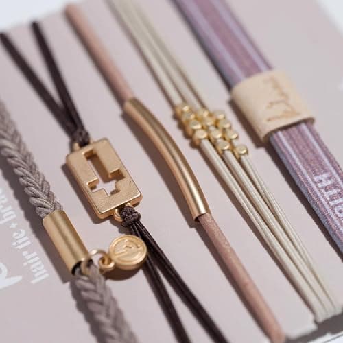 K'lani Faith Hair Tie Bracelets - Elastic Ponytail Holder - Medium | Doubles as stylish jewelry; strong-hold ponytail holder; gift for birthdays, Mother's Day & graduation; set of 5 thumbnail 2