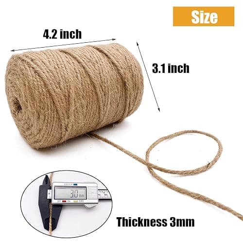 Leecogo 3mm Jute Twine 328 Feet Heavy Duty and Durable Brown Twine for Crafting, Gardening, and DIY Projects thumbnail 3