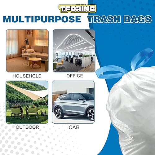 T.FORING 4 Gallon Trash Bags Drawstring 1.1 Mil - 120 Count White Small Garbage Bags Unscented for Bathroom, 15 Liter Thick Plastic Wastebasket Liners for Toilet Home Office and Bedroom - 4gal-120 thumbnail 6