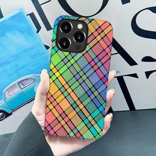 SEized Case Compatible with for iPhone 15 Pro,Colorful Plaid Tartan Phone Case for Girl Women Boy Men,Durable Protection Case for iPhone 15 Pro thumbnail 5