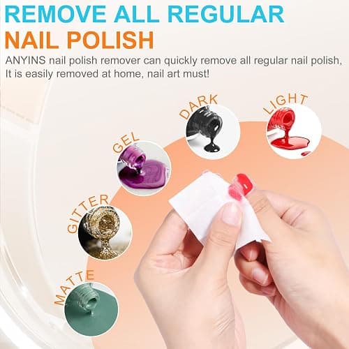 ANYINS Nail Polish Remover Pads，100PCS Nail Polish Remover Wipes Fast Remove with Nutrition Oil Individually Wrapped Professional Nail Salon and Home Use thumbnail 4