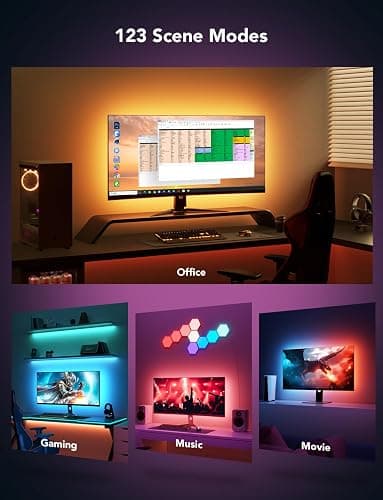 Govee Gaming Light for Monitor G1, RGBIC LED Backlight for 27-34 Inch PC, Smart LED Lights for Monitors with Color Matching, Adapts to Curved Monitors, Double Strip Light Beads with 123 Scene Modes thumbnail 5
