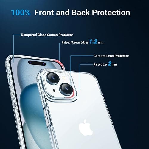 GLIMALL [5 in 1 Designed for iPhone 15 Plus Clear Case with Screen Protector[2 Pack] +Camera Lens Protector[2 Pack], Military Grade Drop Protection Transparent Cover 6.7 Inch thumbnail 4