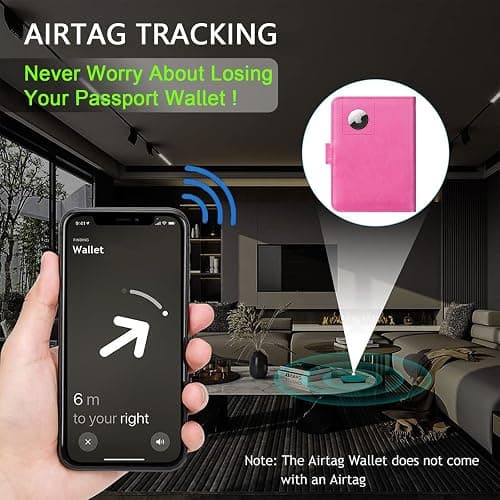 Airtag Passport Holder Cover Wallet RFID Blocking Leather Case Travel Essentials Luggage Accessories Travel Must Have(118#Pink) thumbnail 6