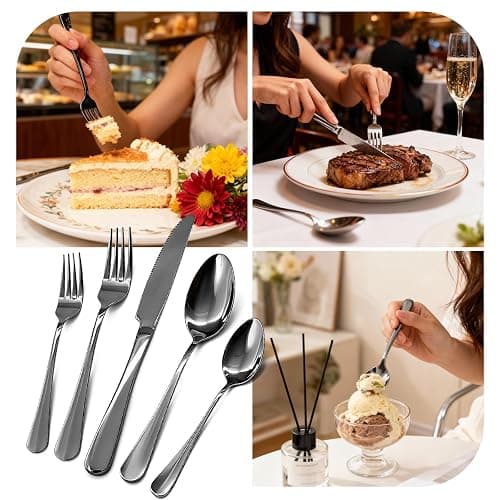 20 Piece Black Silverware Set,for Home,Kitchen,Restaurant.Black Flatware Set,Stainless Steel Cutlery Utensil Set include Forks,Knives,Spoons thumbnail 5