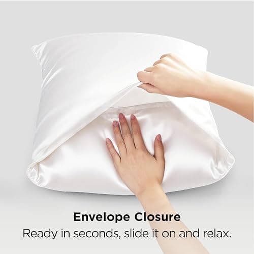 Bedsure Satin Pillow Case Queen Size 2 Pack - Similar to Silk Pillow Cases, White Pillowcases for Hair and Skin with Envelope Closure, Gifts for Women, 20x30 Inches thumbnail 8