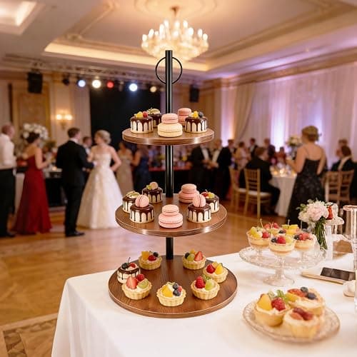 Limengya Cupcake Stand, 3 Tier Wood Cake Stands Rustic Cupcake Tower, Round Tiered Tray Stand for Dessert Table Display, Industrial Wooden Serving Stand Wedding, Graduation and Baby Shower thumbnail 6