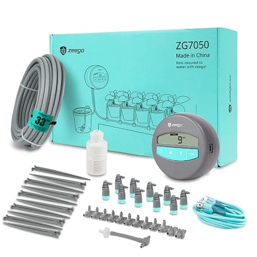 Zeego Automatic Drip Irrigation Kit with Digital Programmable Water Timer, 10 Potted Indoor Outdoor Houseplants Support (Incremental Support), Smart DIY Watering Schedules/Modes - Image 1