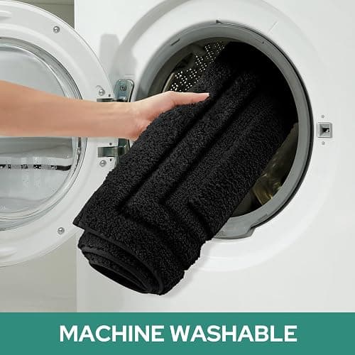 HOMEIDEAS Bathroom Rugs Sets 3 Piece, Super Soft and Absorbent Non Slip Microfiber Toilet Bath Mat with U-Shaped (Black) - 1'4" x 2'8" (16"x24"+20"x32"+U Shape 20"x24") - Loop- Black thumbnail 7