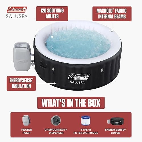 Coleman Miami 2 to 4 Person Inflatable Hot Tub, Round Energy-Efficient Portable Outdoor Spa with 120 AirJets, 71" x 26" thumbnail 6