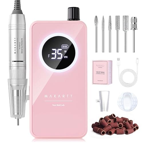 Makartt Rechargeable Nail Drill – 35000RPM Electric Nail File,Portable E File for Gel Nail Shaping & Removal, Quiet, Lightweight, 6H Battery, Easy to Use for Home & Salon, YEEYAN - Image 1
