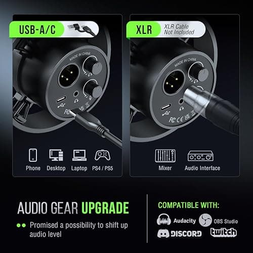 FIFINE K688 Podcast Microphone Kit, USB/XLR Dynamic Microphone with Boom Arm for PC/XLR Mixer, Gaming Mic with Mute Button, Headphone Jack for Vocal, Voice-Over, Streaming, Music Recording -K688CT thumbnail 7